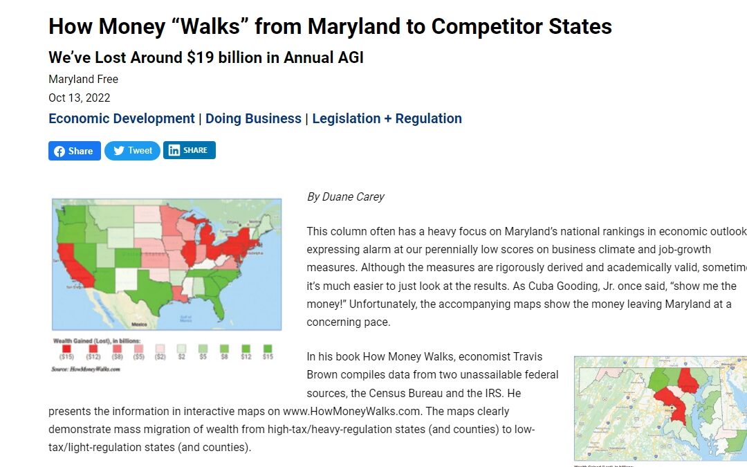How Money “Walks” from Maryland to Competitor States